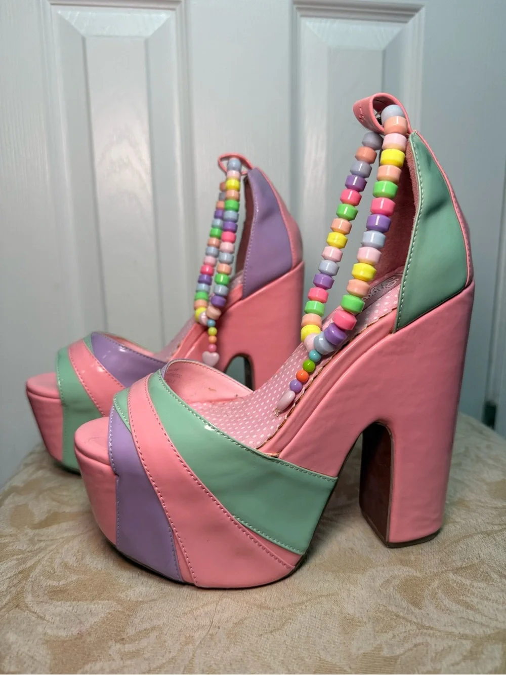 Sugar Thrillz CANDY Pastel Multi-Color Platform Heels